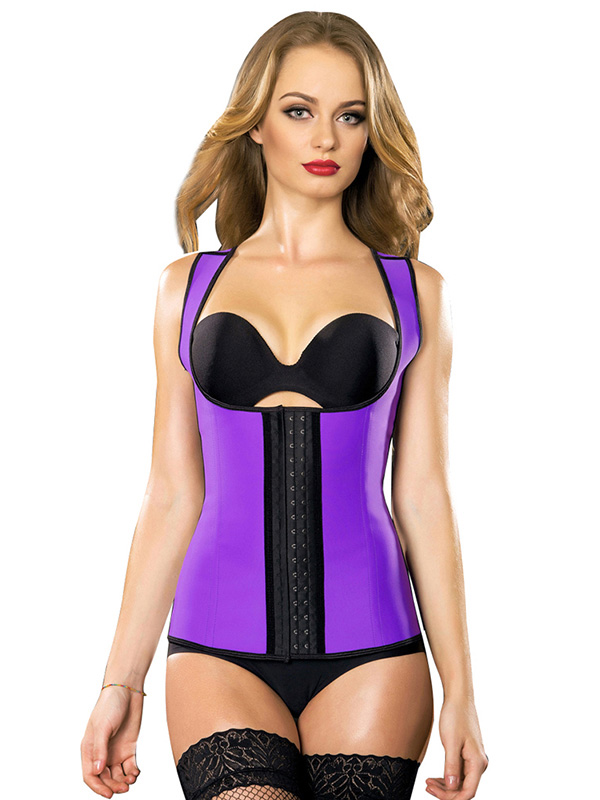 Purple XS-6XL Waist Cincher Bones Latex Corset