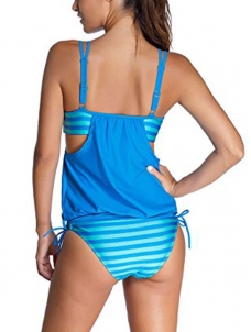 Blue S-5XL Women Spaghetti Strap Plus Size Swimwear