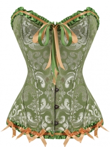 Green S-6XL Palace-style Ruffled Overbust Corset