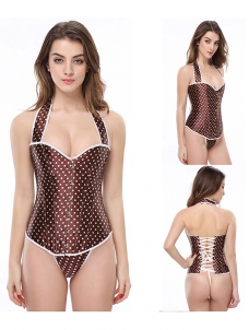 Sexy Cute Stain Halter Corset Brown