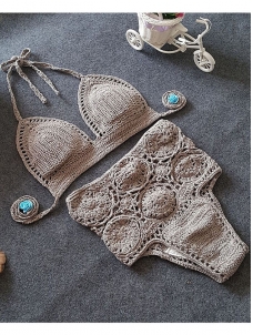 Smoke Grey Women Beach Crochet Sexy Swimwear