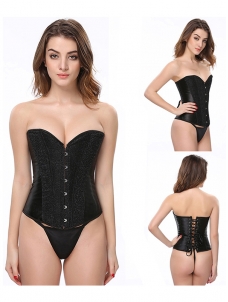 Wholesale Black Sequin Burlesque Corset 