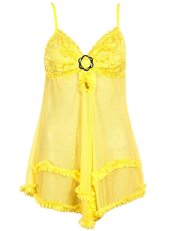 6 Colors One Size Lace Ruffles Babydoll Lingerie