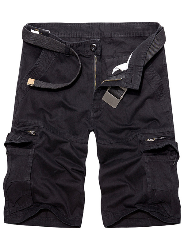 Black Mens Twill Cargo Shorts Pants