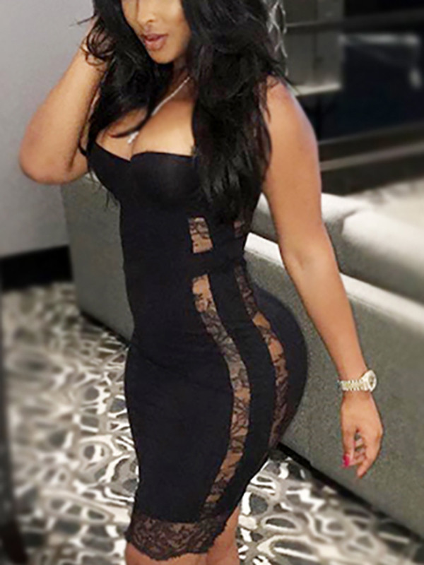 Black Off Shoulder Hollow-out Bodycon Dress