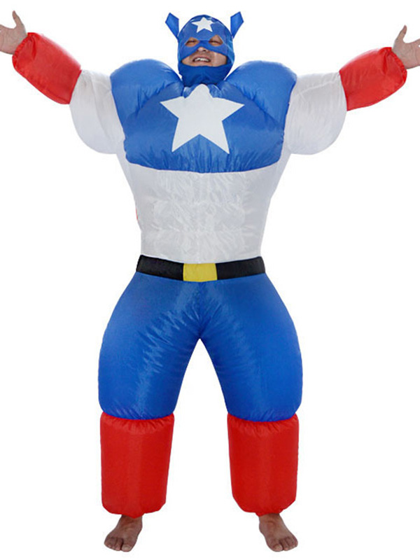 Blue One Size Inflatable American Captain Mascot Costume