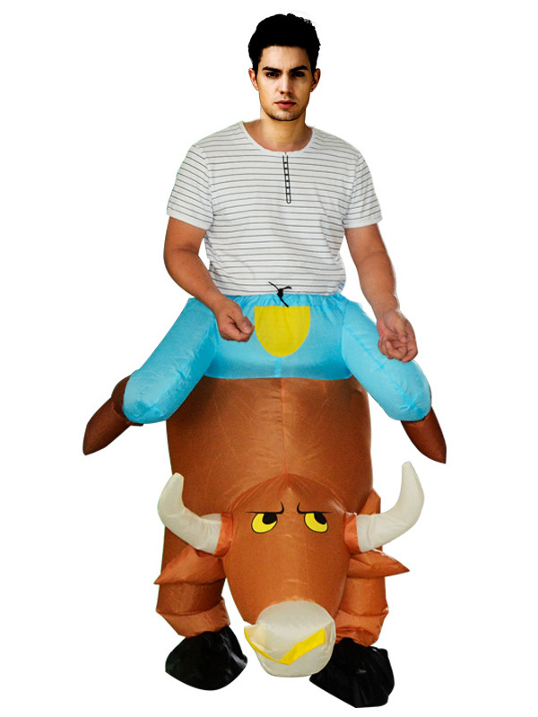 Brown One Size Inflatable Cow Mascot Costume