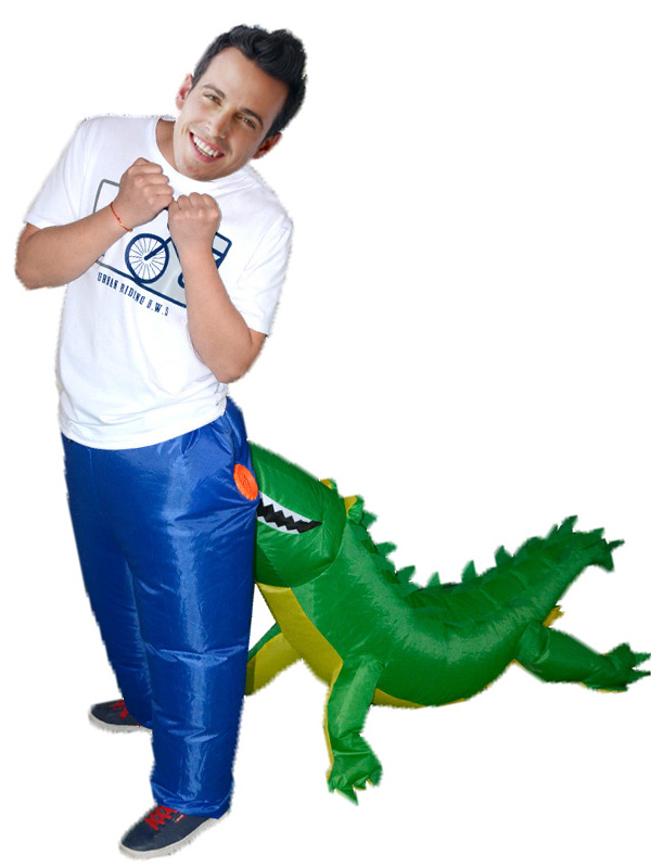 Green One Size Inflatable Crocodile Mascot Costume