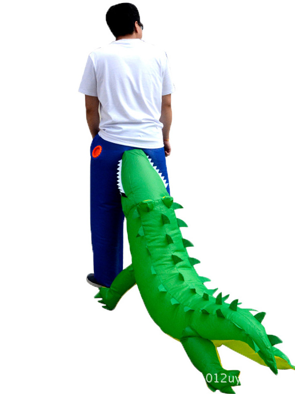 Green One Size Inflatable Crocodile Mascot Costume