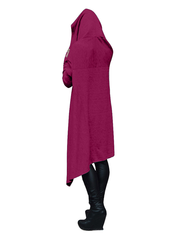 Purple Fashion Asymmetrical Hem Pullover Hooodies