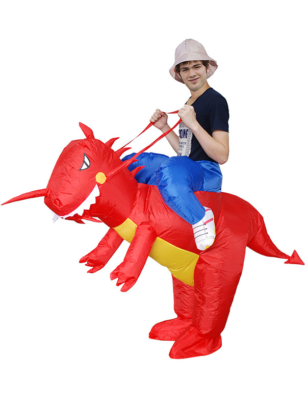 Red One Size Inflatable Dragon Mascot Costume