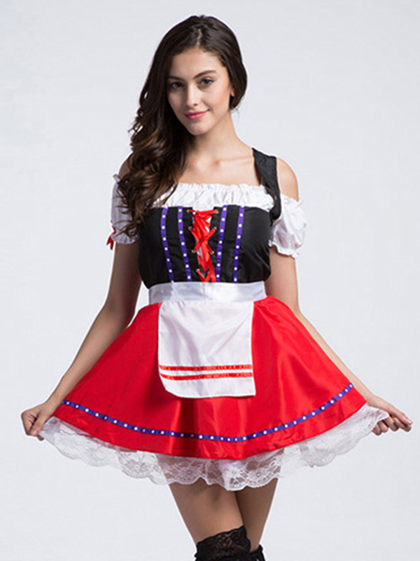 Red One Size Traditional French Maid Costume Wonder Beauty