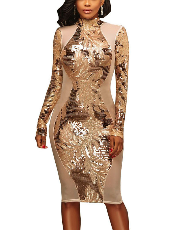 Sexy Patchwork Sequined Decorative Bodycon Dress