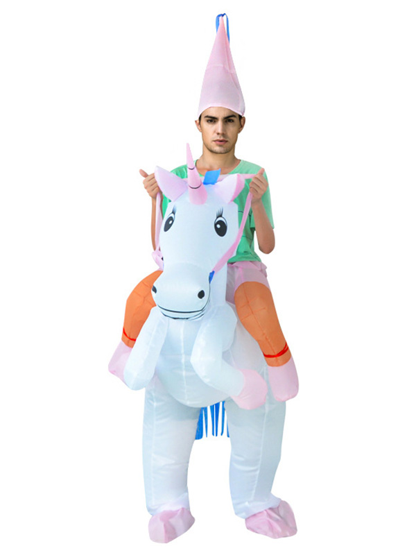 White One Size Inflatable Unicorn Mascot Costume 