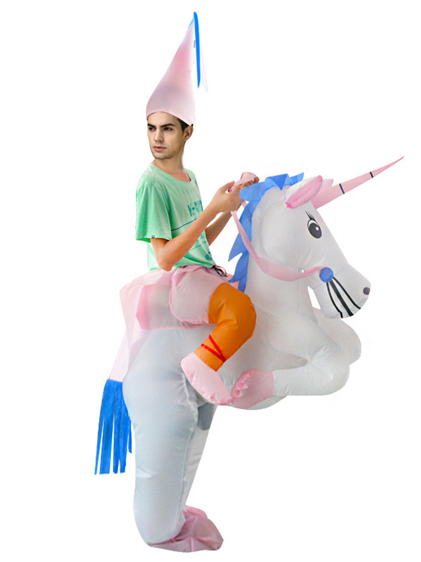 White One Size Inflatable Unicorn Mascot Costume 