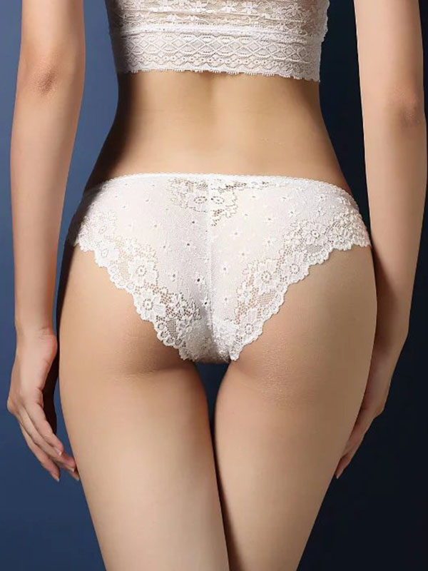 White One Size Lace Patchwork Panties