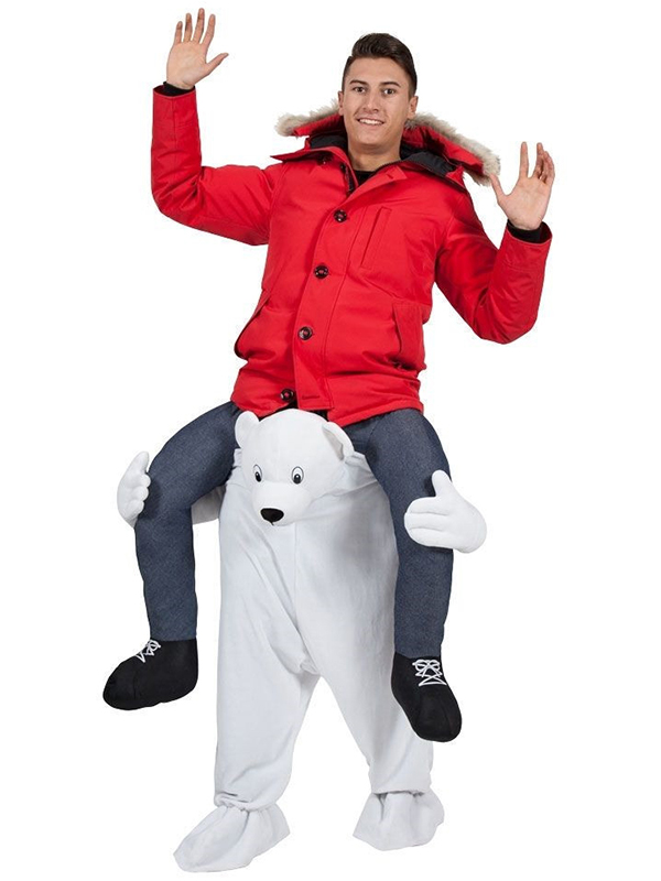 White One Size Polar Bear Carry Me Mascot Costume