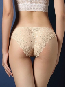 Apricot One Size Lace Patchwork Panties
