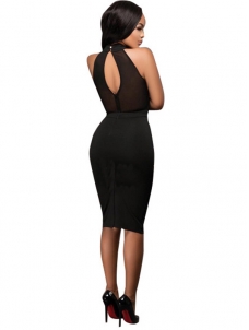 Black Elegant Women Fashion Sleeveless Midi Dress