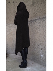 Black Fashion Asymmetrical Hem Pullover Hooodies