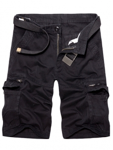 Black Mens Twill Cargo Shorts Pants