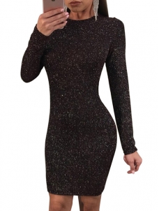 Black Round Neck Lace-up Hollow-out Bodycon Dress