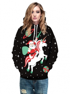 Black S-3XL Loose Pullover Christmas Hoodies