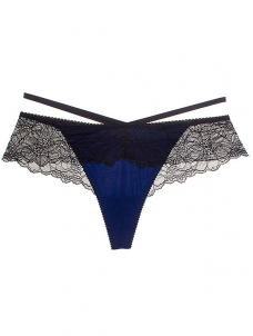 Blue One Size Lace Embroidery Panties