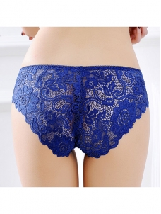 Blue One Size Sexy Floral Lace Panties