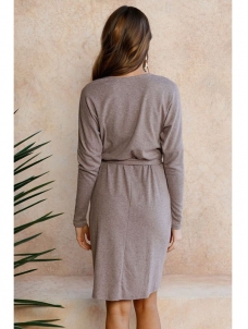 Brown Long Sleeves Asymmetrical Sweater Dress 