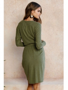 Green Long Sleeves Asymmetrical Sweater Dress 