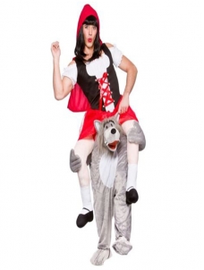 Grey One Size Wolf Carry Me Mascot Costume