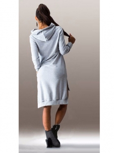 Grey Side Split Asymmetrical Casual Dress