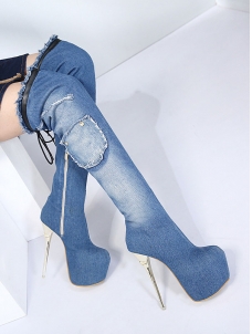 High Heel Stiletto Over Knee Jeans Boots