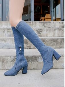 Light Blue Fashion High Heel Jeans Boots