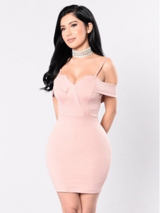 Pink S-XL Sexy Women Bodycon Dress