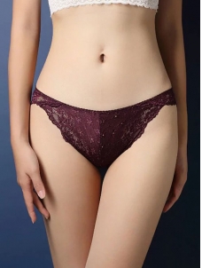 Purple One Size Lace Patchwork Panties