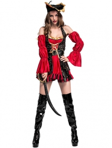 Red M-XL Cosplay Pirate Costume Dress