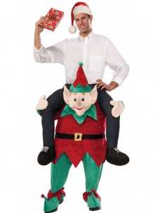 Red One Size Elf Santas Carry Me Mascot Costume