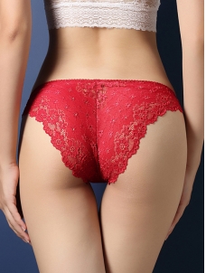 Red One Size Lace Hot Sexy Panties