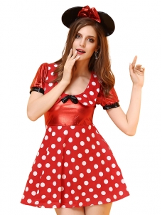 Red One Size Lovely White Flowers Mickey Costume