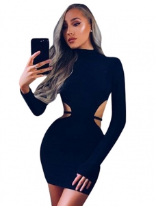 Sexy Round Neck Hollow-out  Sheath Bodycon Dress 