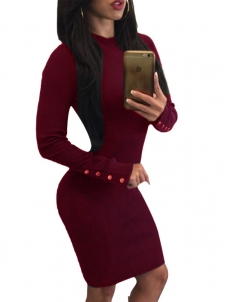 Sexy Round Neck Hollow-out Blend Bodycon Dress  