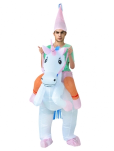 White One Size Inflatable Unicorn Mascot Costume 