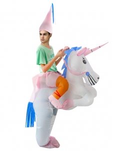 White One Size Inflatable Unicorn Mascot Costume 