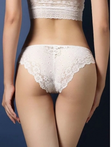 White One Size Lace Patchwork Panties