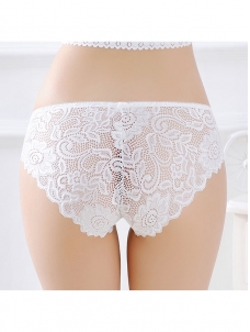 White One Size Sexy Floral Lace Panties