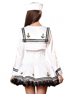 White S-XL Plain Sexy Low-Cut Sailor Costume