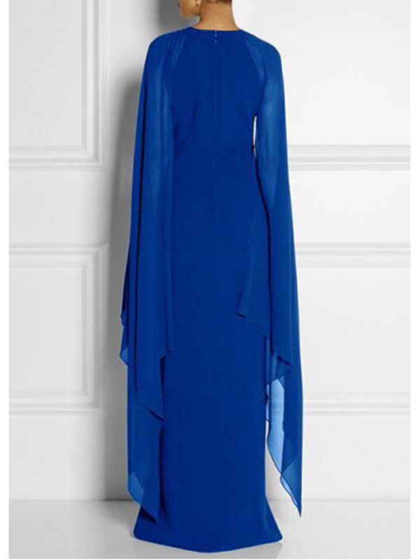 Blue S-XL Sexy Side Split  Maxi Dress
