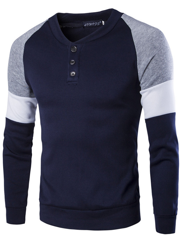 Dark Blue M-XXL Long Sleeve Men T-Shirt